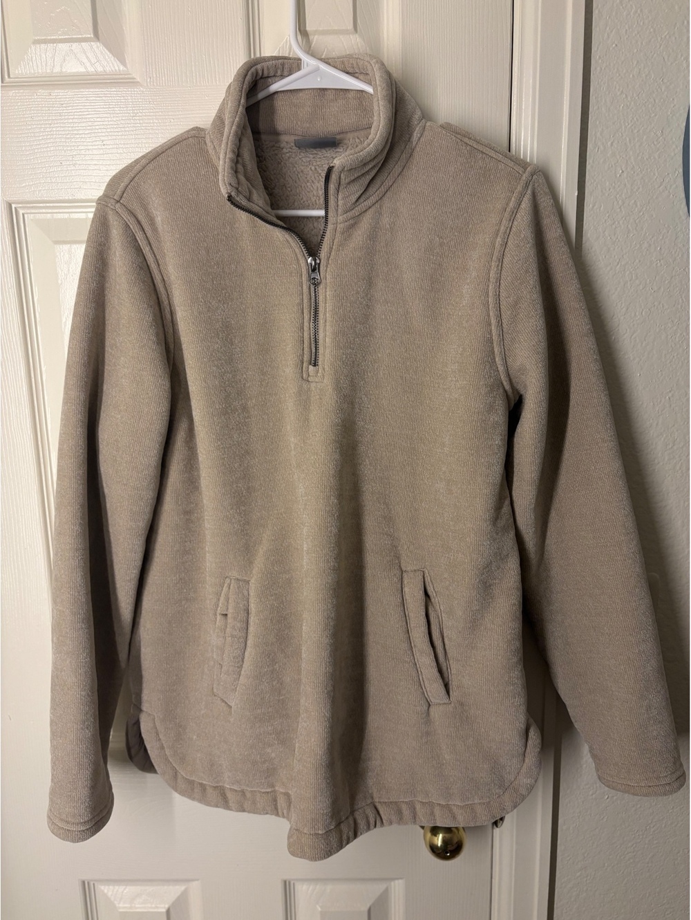 32 Degrees Heat Women's Beige Fleece Jacket Half Zip Size L